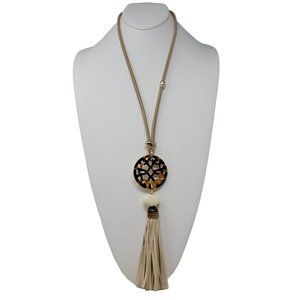 CHICO'S Faux Tortoise Shell Tassel Necklace